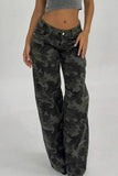 Wide-Leg Camo Casual Pants