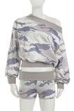 Off-Shoulder Camo Short Set