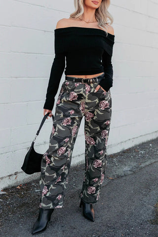 Floral Camouflage Casual Pants