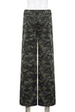 Wide-Leg Camo Casual Pants