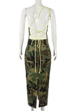 One-Shoulder Camouflage Midi Dress