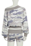 Off-Shoulder Camo Short Set
