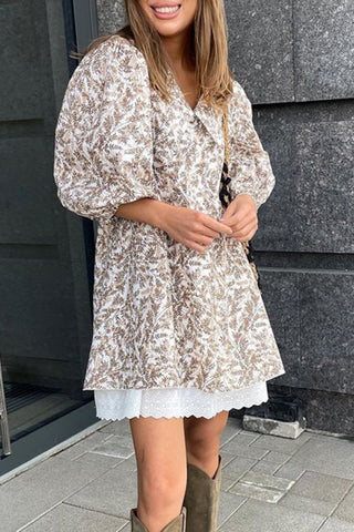 Puff Sleeve Floral Mini Dress