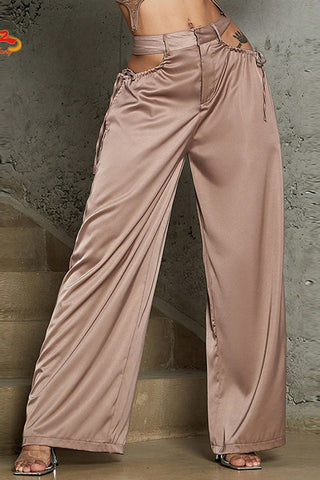 High-Waist Wide-Leg Casual Pants