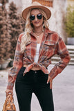 Plaid Button-Front Blouse