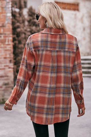 Plaid Button-Front Blouse