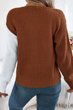 Button-Front Two-Tone Sweater