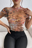 Artistic Print High Neck T-Shirt