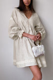 Buttoned Casual Dress with Lace Details