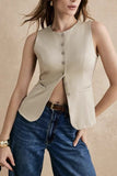 Button-Front Sleeveless Tank Top