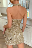 Glamorous Sequin Halter Mini Dress