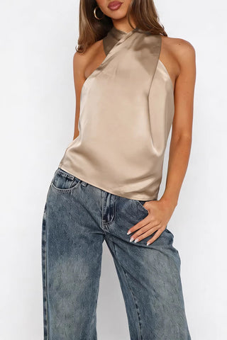 Draped Halterneck Tank Top