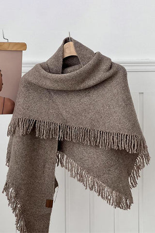 Fringed Edge Knit Poncho
