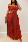 Off-Shoulder Cutout Maxi Dress