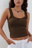 Lace-Trim Ribbed Tank Top
