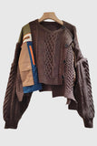 Asymmetrical Cable Knit Sweater