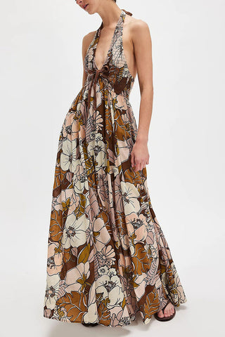 Floral Halter Vacation Dress
