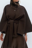 Belted High-Collar Cape