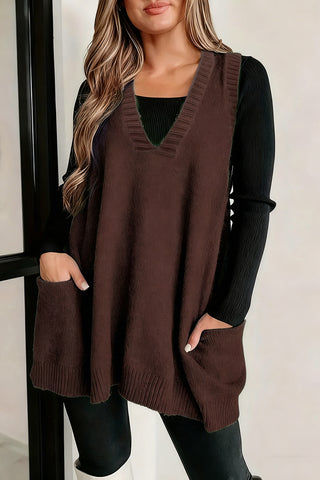 V-Neck Sweater Vest with Pockets