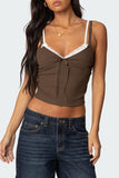 Lace-Trimmed Tie-Front Camisole