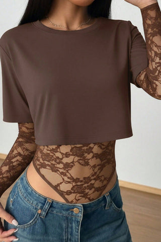 Lace Detail Long Sleeve Bodysuit