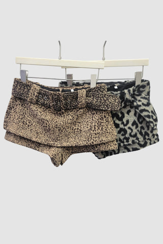 Belted Animal Print Casual Shorts