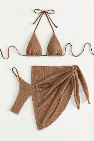 Stylish Bikini Set with Wrap Skirt