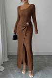 Elegant Long-Sleeve Asymmetrical Dress