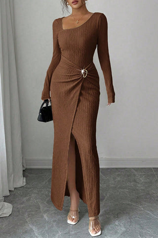 Elegant Long-Sleeve Asymmetrical Dress