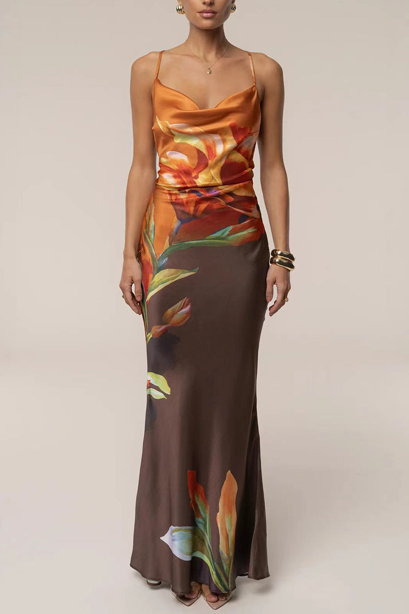 Floral Print Spaghetti Strap Vacation Dress