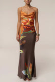 Floral Print Spaghetti Strap Vacation Dress