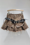 Distressed Mini Skirt with Belt