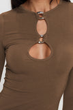 Stylish Ring Detail Long-Sleeve Top