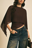 Draped Top with Asymmetric Sleeves