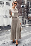 Ribbed Skirt Set with Long Sleeve Top