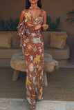 Long-Sleeve Printed Maxi Dress