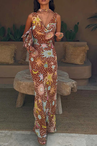 Long-Sleeve Printed Maxi Dress