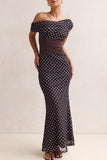 Off-Shoulder Polka Dot Night Dress