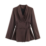 Double-Breasted Corset Detail Blazer