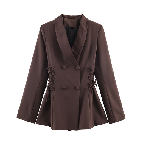 Double-Breasted Corset Detail Blazer