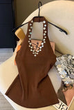 Embellished Halter Knit Cami