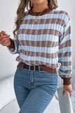 Striped Knit Sweater with Ribbed Trim
