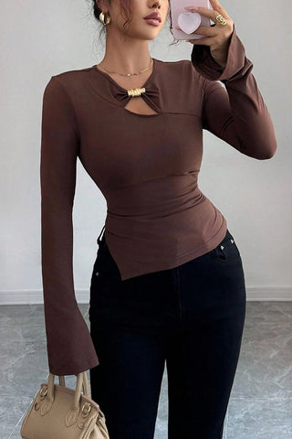 Keyhole Detail Bell Sleeve Blouse