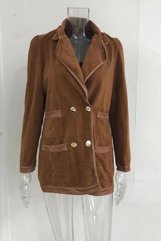 Double-Breasted Textured Blazer