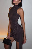 Sleeveless Ruched Evening Dress