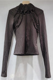 Elegant Ruffle Neck Long Sleeve Top