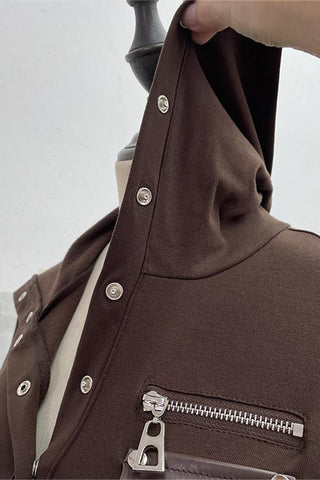 Button-Up High Collar Shirt with Pocket