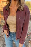 Corduroy Collar Zipped Denim Jacket