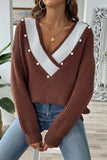 Pearl Accented V-Neck Sweater