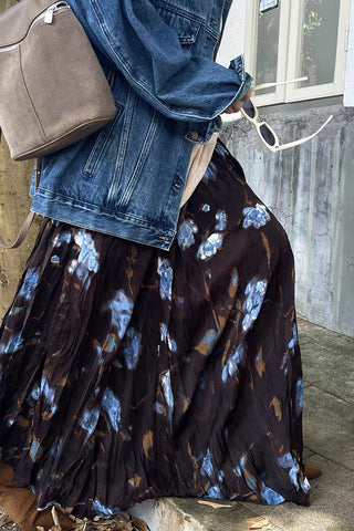 Artistic Print Floral Maxi Skirt
